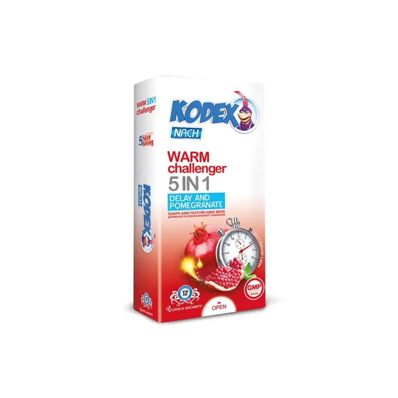 کاندوم کدکس مدل Warm Challenger 5in1 بسته 12 عددی _ ساده - Image 1