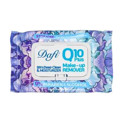 دستمال مرطوب پاک کننده آرایش دافی مدل Q10 طرح گل 1 50 عددی