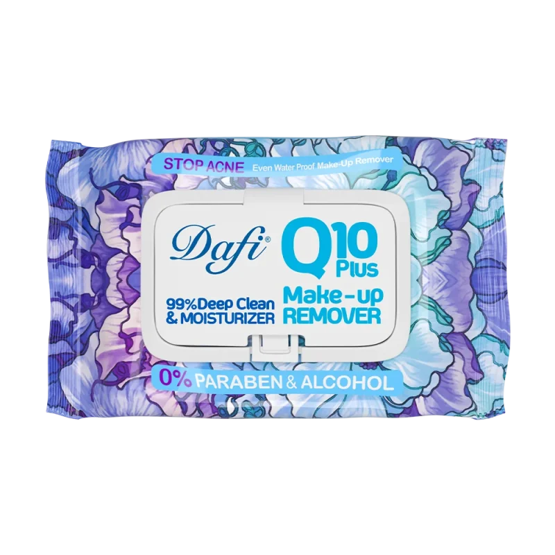 دستمال مرطوب پاک کننده آرایش دافی مدل Q10 طرح گل 1 50 عددی - Image 1