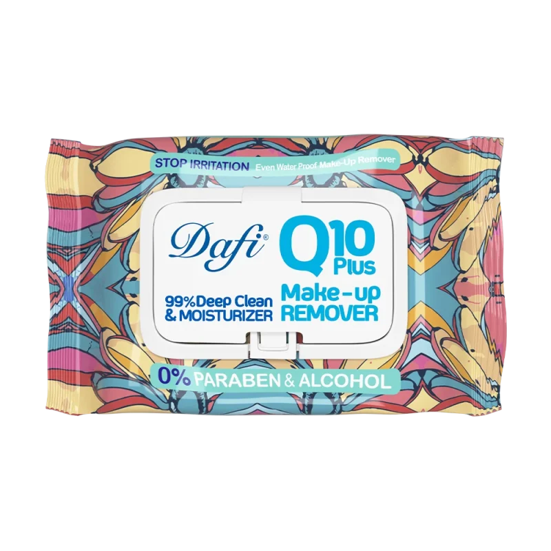 دستمال مرطوب پاک کننده آرایش دافی مدل Q10 طرح گل 2 50 عددی - Image 1