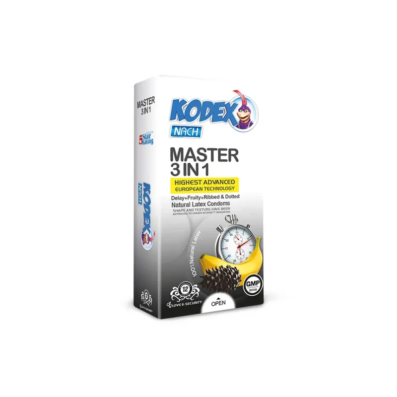 کاندوم تاخیری کدکس مدل Master 3 In 1 بسته 12 عددی - ساده - Image 1