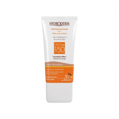 کرم ضد آفتاب فاقد چربی 2In1 هیدرودرم SPF50 حجم 40 میلی لیتر - بژ طبیعی